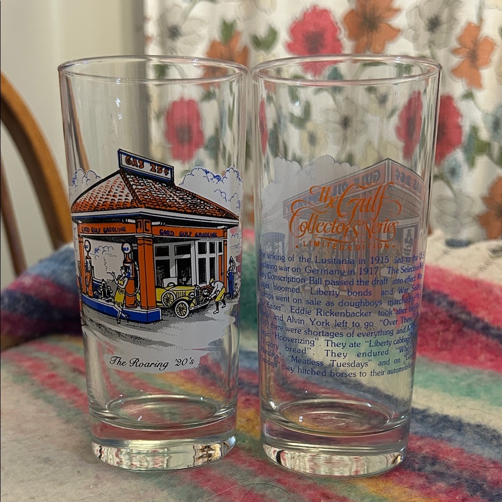 Vintage Gulf Oil The Gulf Roaring 20's Glass Set